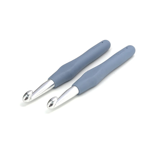 2 PCs 10mm TPR+Aluminum Crochet Hook Set Hand Sewing Blue Color