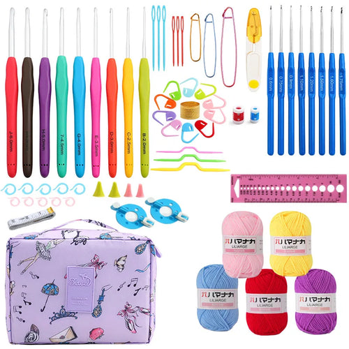 Sewing Knitting Starter Kit with Storage Bag Crochet Hook Set