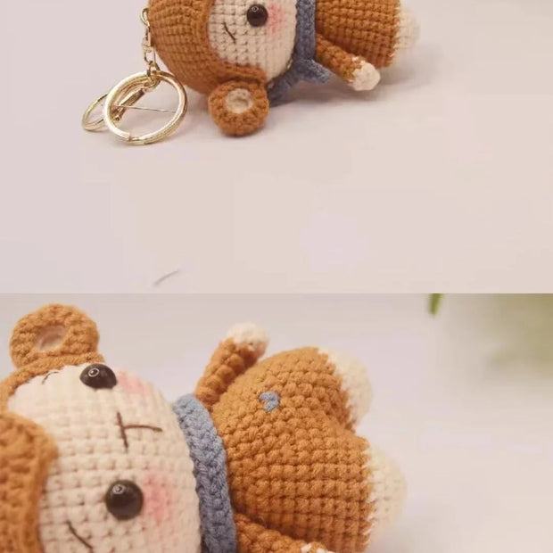 Cute Monkey Handwoven DIY Material Bag Knitting Yarn Keychain Pendant