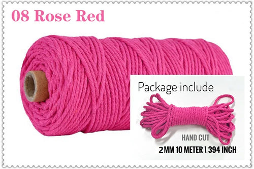 2mm 10meters Multi-colored Soft Hand Knitting Cotton Rope Crochet Cord