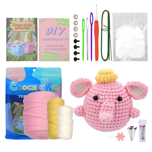 Elephant Crochet Kit Easy Crochet Starter Kit Elephant Crochet Animal