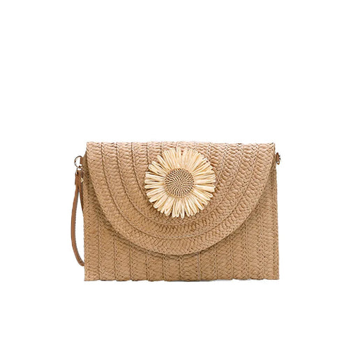 Straw Woven Shoulder Crossbody Beach Clutch Bag