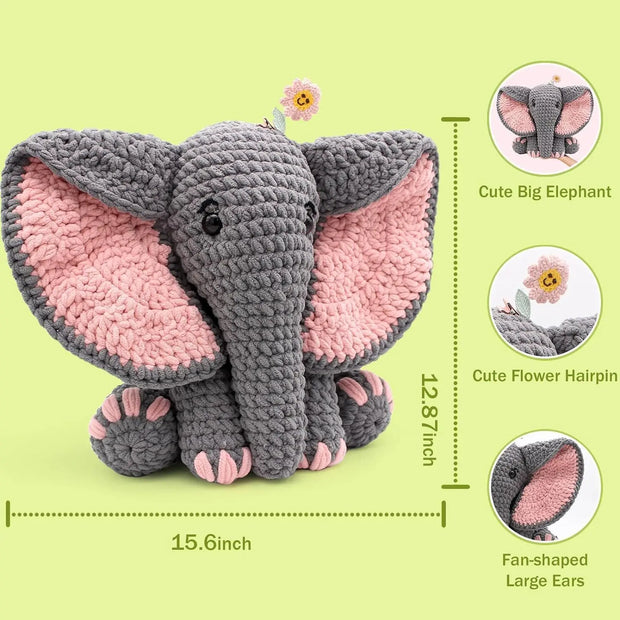 Elephant Package Crochet Knitting Kit for Beginners Starter Adults