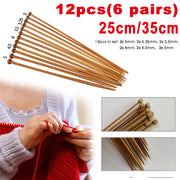 6pairs 3mm-5mm Bamboo knitting stick Knitting Needles Pointed