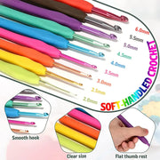 79Pcs Ergonomic Crochet Hook Set 5 Rolls Yarn Knitting Needles Kit for