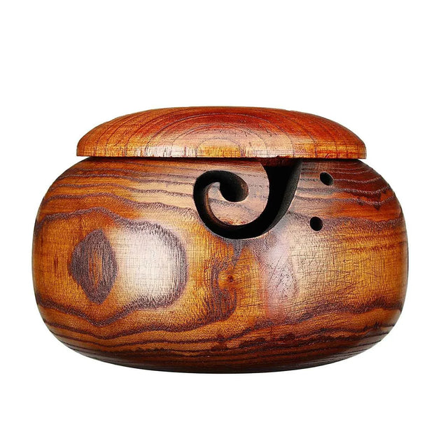 Eco-friendly Wooden Yarn Storage Bowl Organizer Knitted Crochet Wool