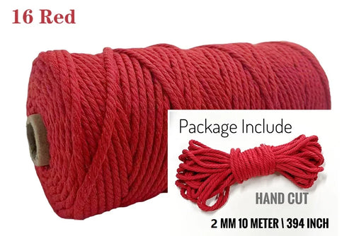 2mm 10meters Multi-colored Soft Hand Knitting Cotton Rope Crochet Cord