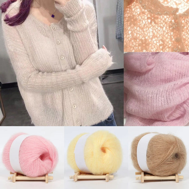 1PC Mohair Cashmere Knitting Yarn Fluffy Knitted Wool Crochet Yarns