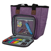 Purple Knitting Bag, Yarn Tote Organizer with Divider for Crochet