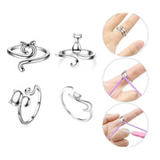 1pc Knitting Crochet Loop Rings Adjustable Cat Animal Silver Color