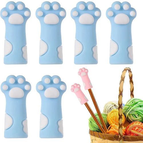 6pcs Cat Paw Knitting Needle Stoppers Needles Point Protector Tip