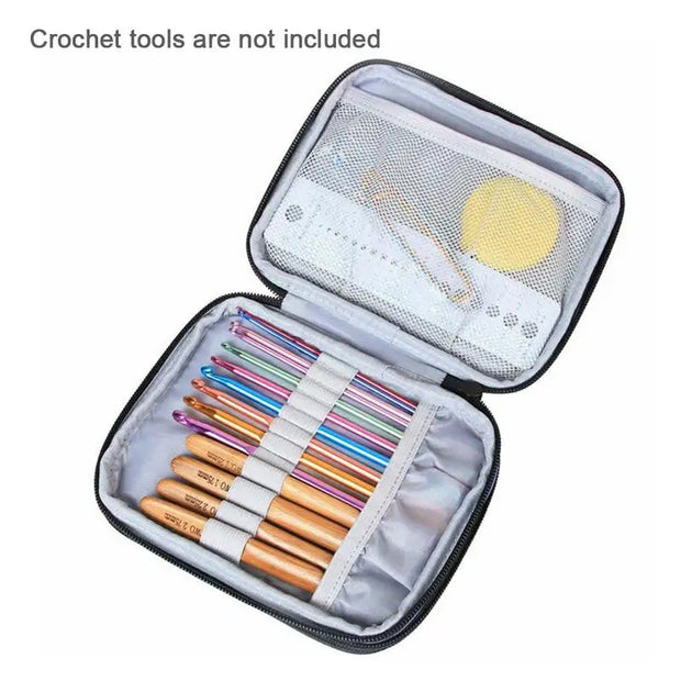 2 Layer Crochet Hook Pouch Crochet Knitting Tools Zipper Bag Portable