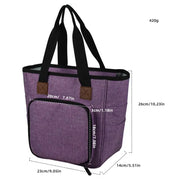 Purple Knitting Bag, Yarn Tote Organizer with Divider for Crochet