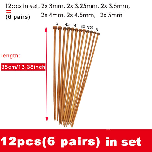 6pairs 3mm-5mm Bamboo knitting stick Knitting Needles Pointed