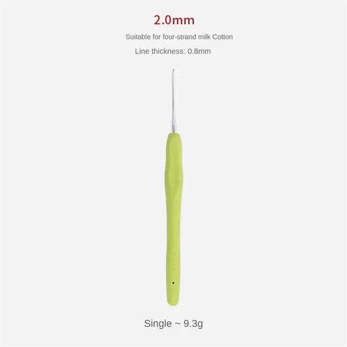 Crochet Hook 2.0mm Aluminum Crochet Needles With Colorful Soft Rubber