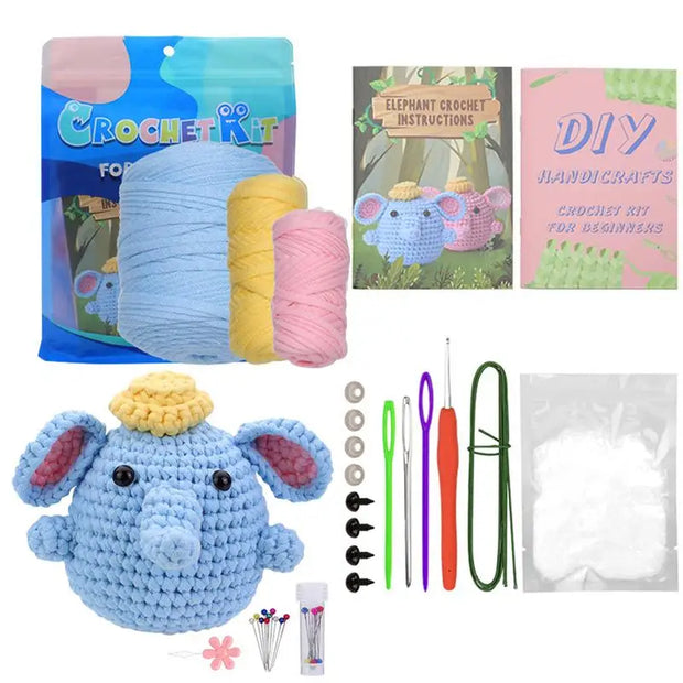 Elephant Crochet Kit Easy Crochet Starter Kit Elephant Crochet Animal