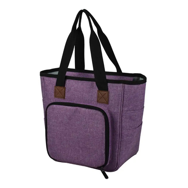 Purple Knitting Bag, Yarn Tote Organizer with Divider for Crochet