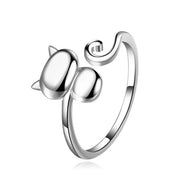 1pc Knitting Crochet Loop Rings Adjustable Cat Animal Silver Color